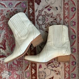 Free people white patent leather booties